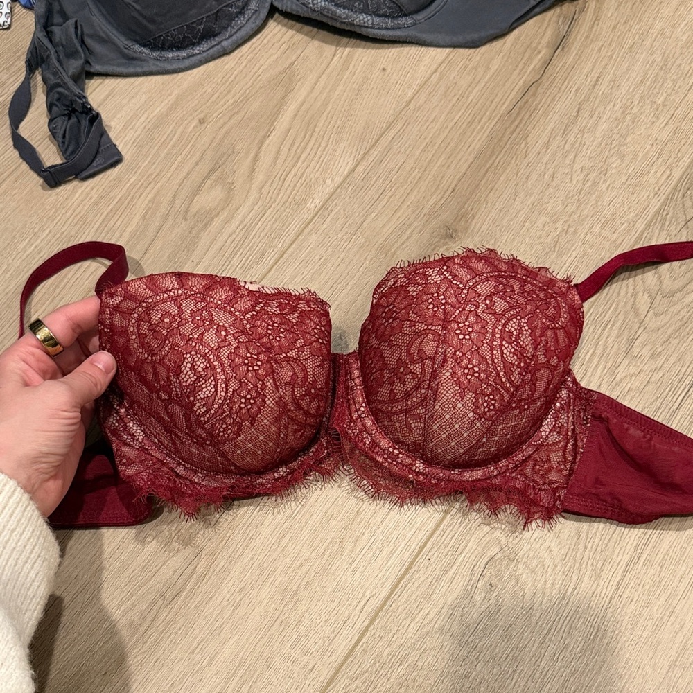 Victoria's Secret Deep Red Lace Bra